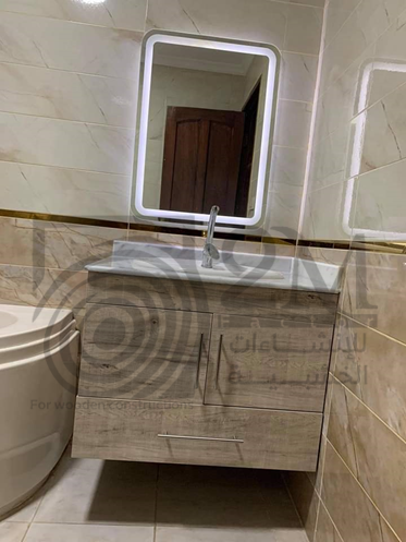 وحدة حوض MDF ميلامين مع مرايا بإضاءة ليد
